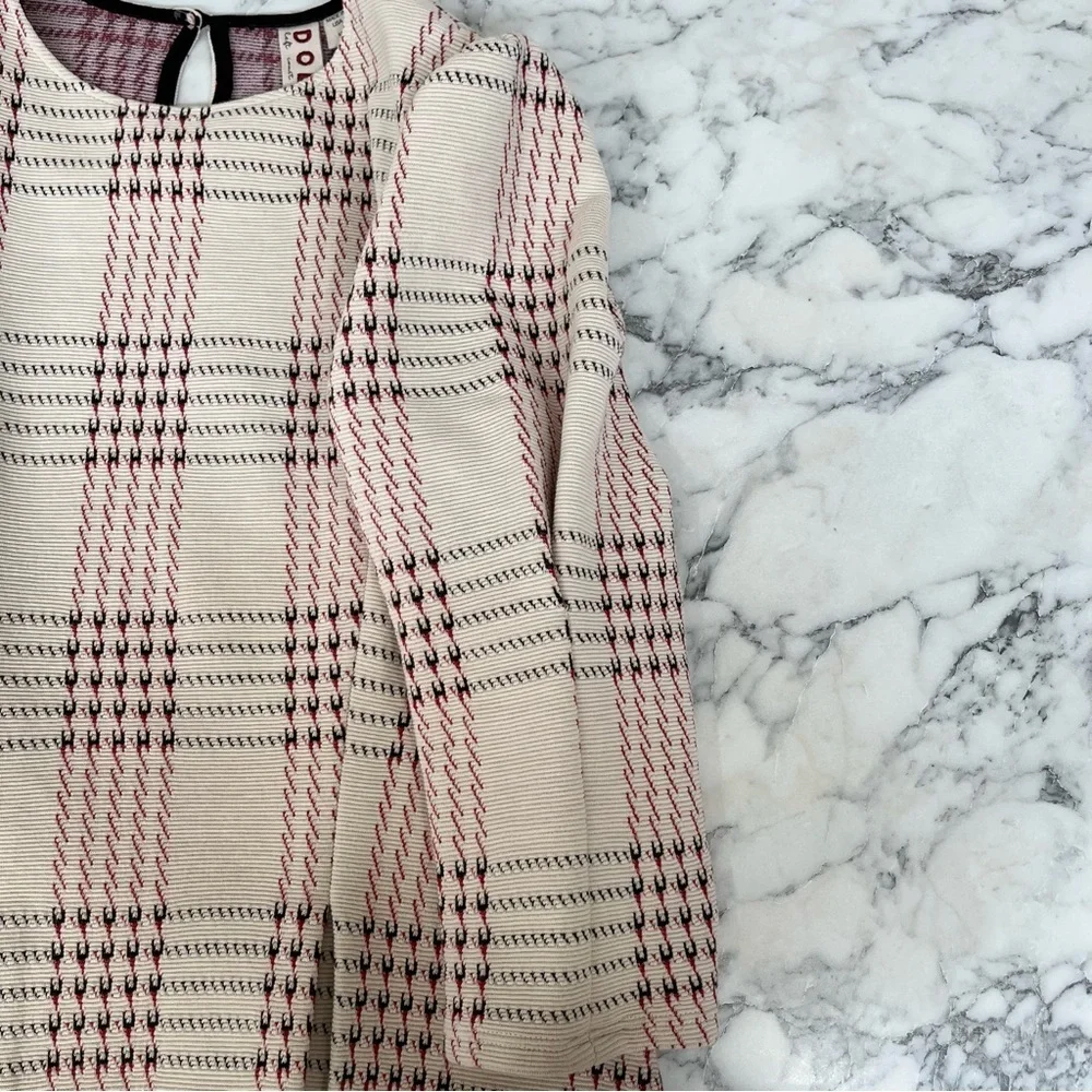 Anthropologie Dolan Structured Houndstooth Plaid Pullover Textured Top Medium